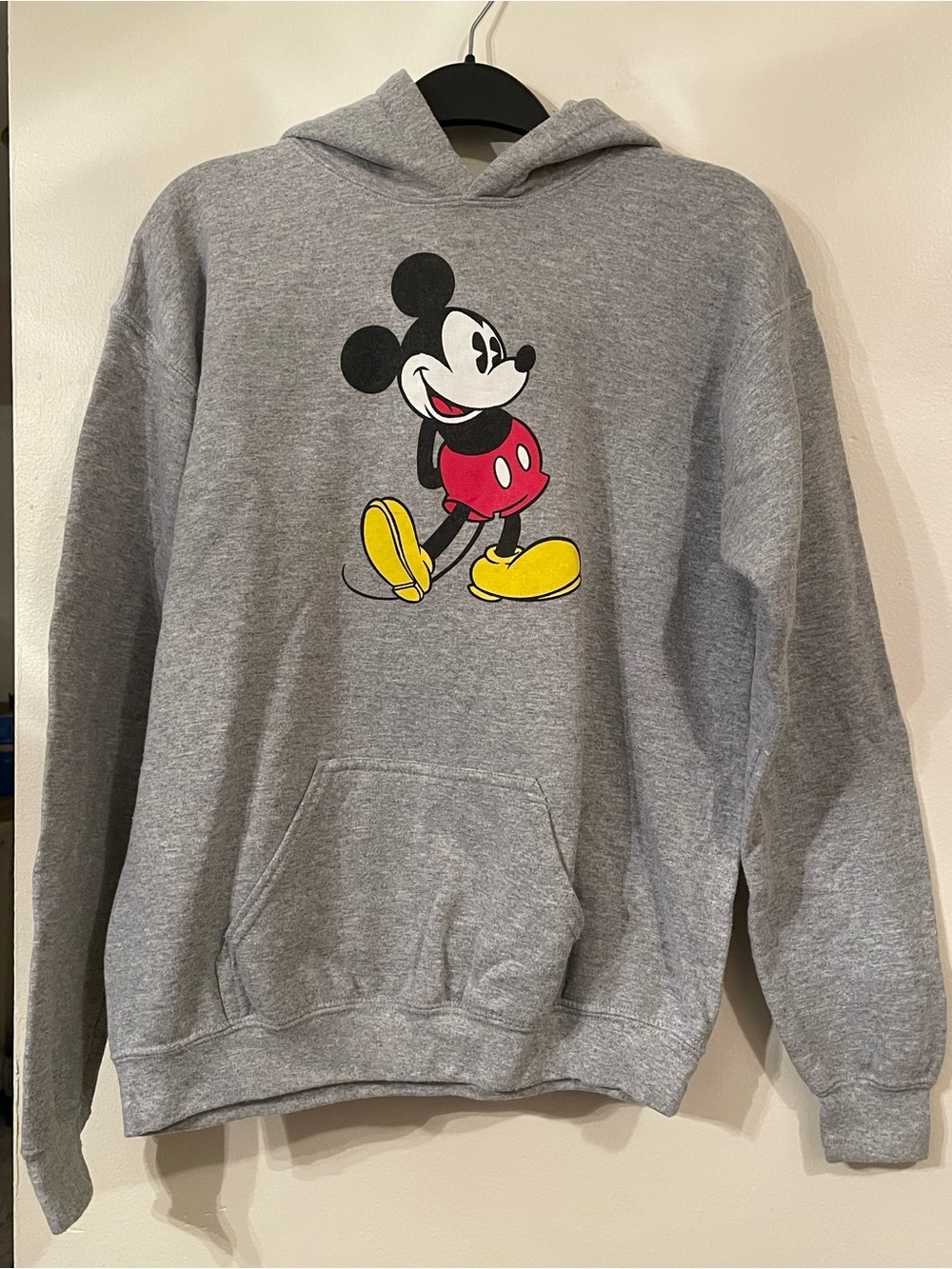 Official Disney Mickey Mouse Graphic Pullover Hoodie Heather Grey Youth XL 14 16